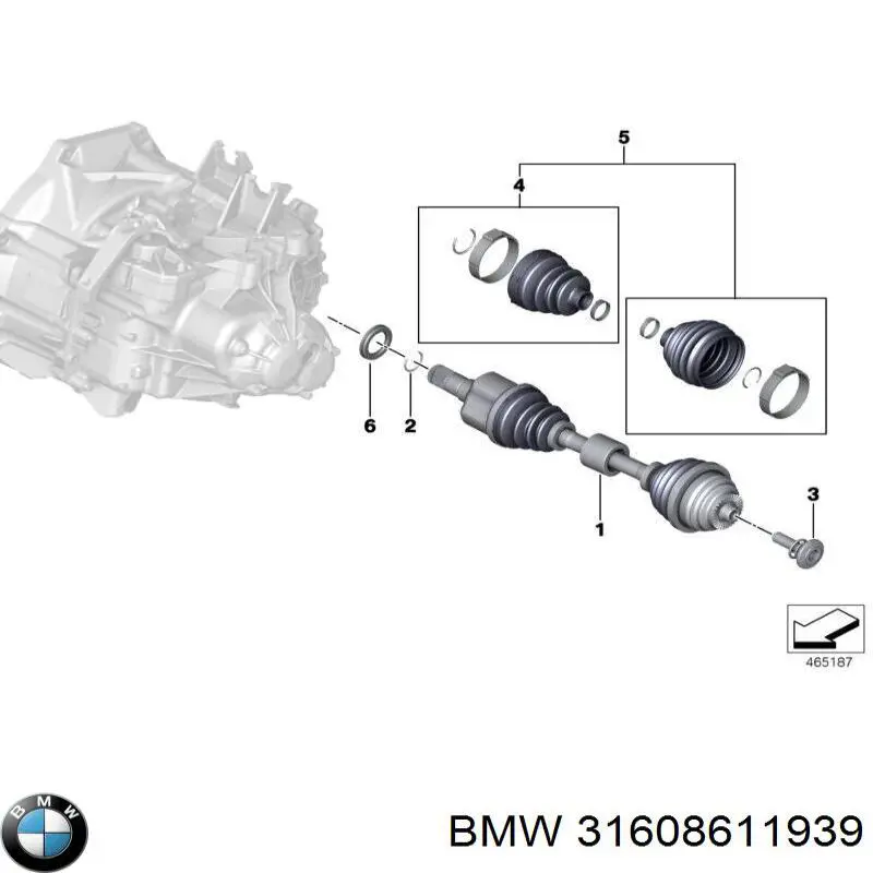 31608611939 BMW полуось (привод передняя левая)