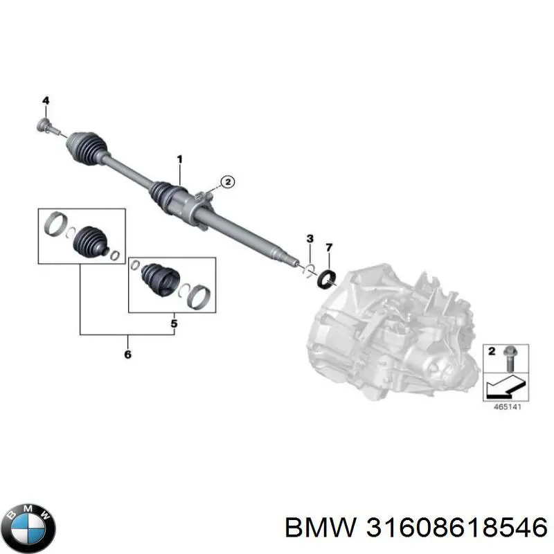 Juego de fuelles, árbol de transmisión delantero 31608618546 BMW/MINI