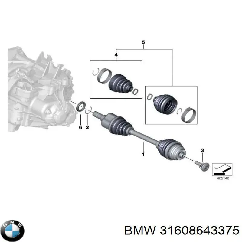 31608643375 BMW полуось (привод передняя левая)