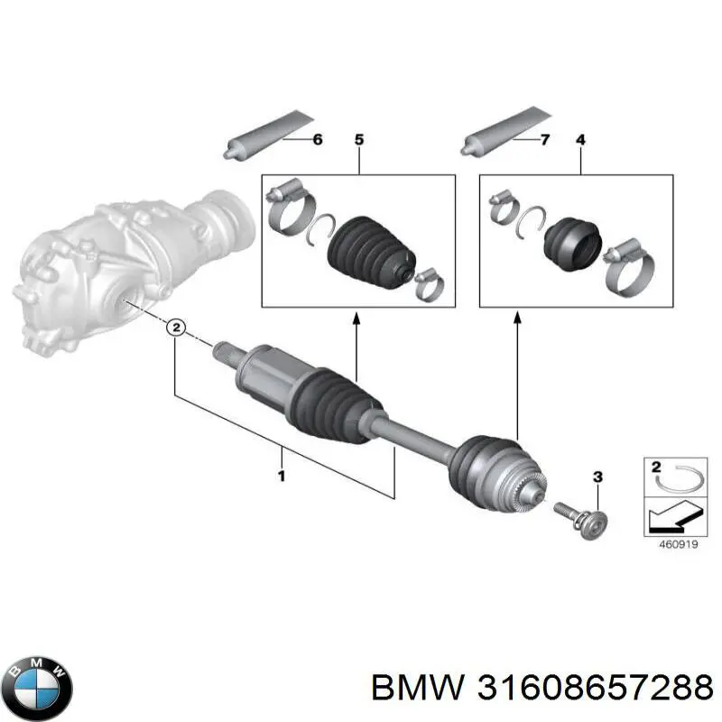 Bota de proteção interna de junta homocinética do semieixo dianteiro para BMW 7 (G11, G12)