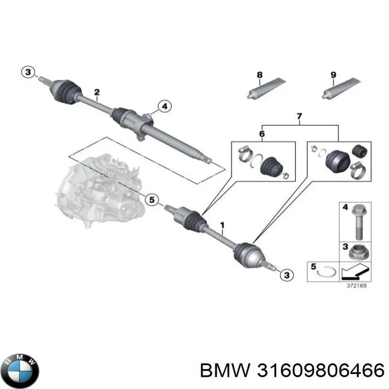 Полуось (привод) передняя правая IK31609806466 Market (OEM)