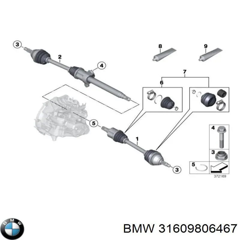 31609806467 BMW semieixo (acionador dianteiro esquerdo)