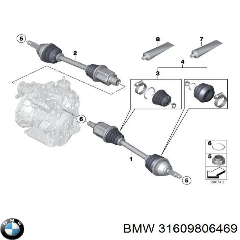 31609806469 BMW semieixo (acionador dianteiro esquerdo)