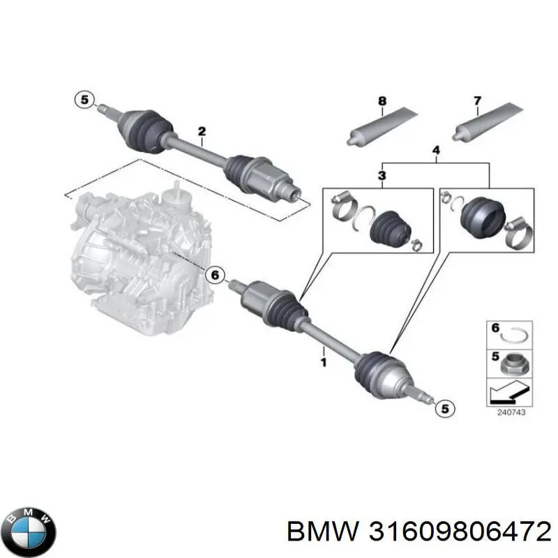 31609806472 BMW semieixo (acionador dianteiro direito)