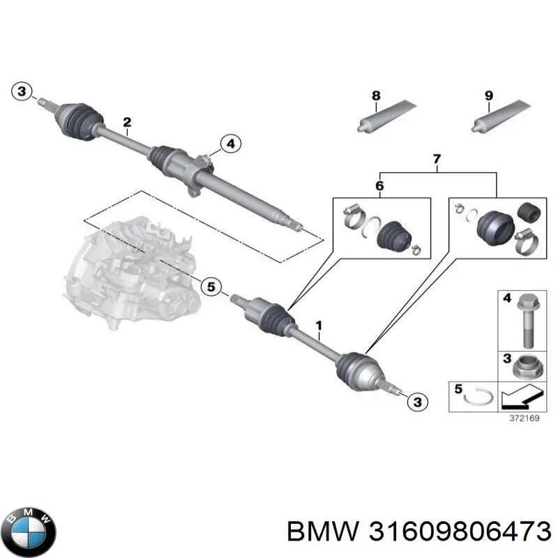 31609806473 BMW Полуось передняя, правая