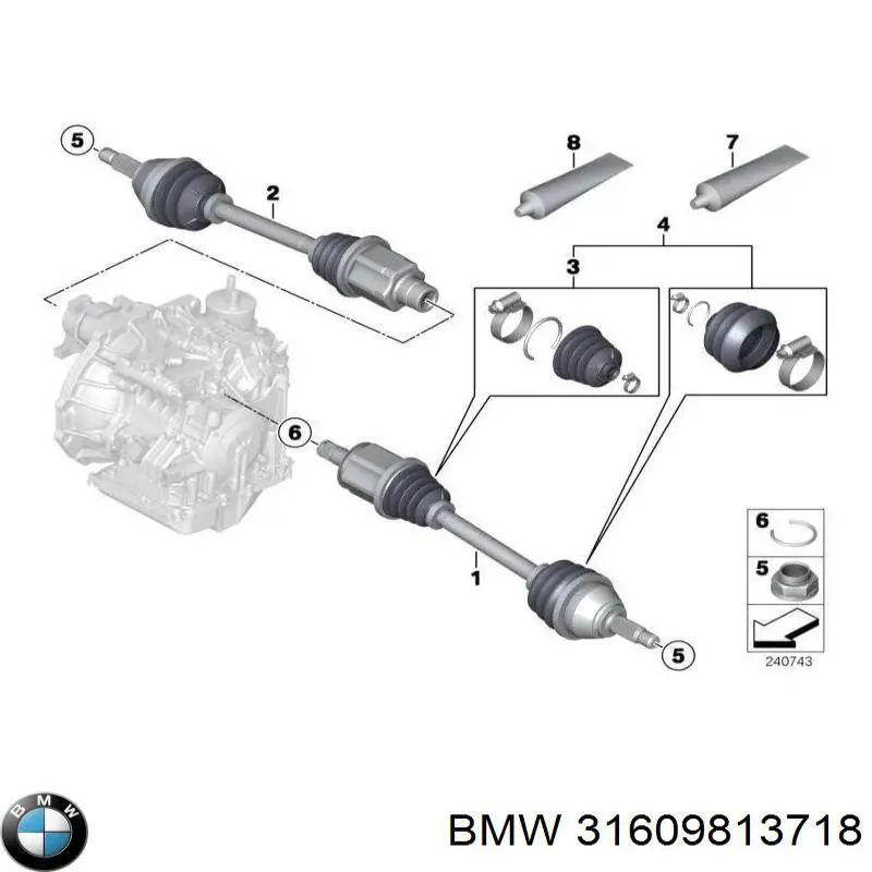 31609813718 Market (OEM) semieixo (acionador dianteiro direito)