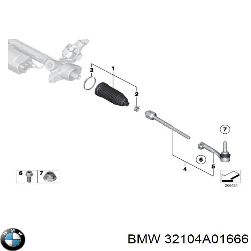 32104A01666 BMW ponta externa da barra de direção