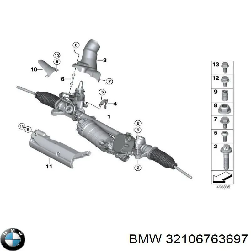 Рулевая рейка 32106763697 BMW