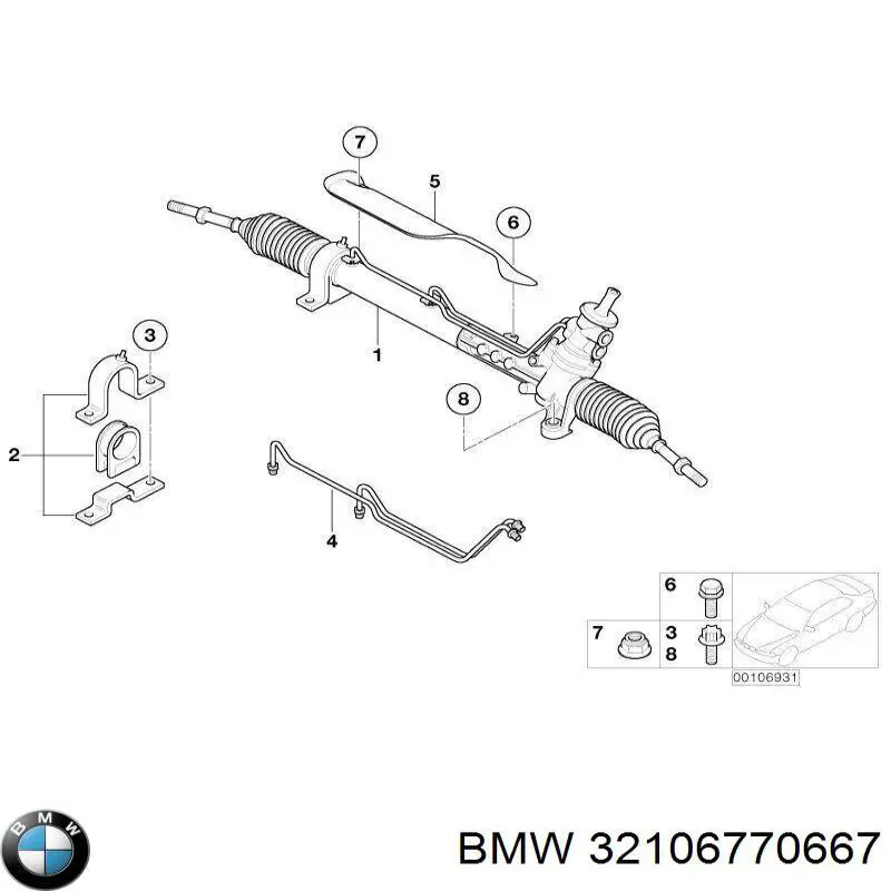 32106770667 BMW cremalheira da direção