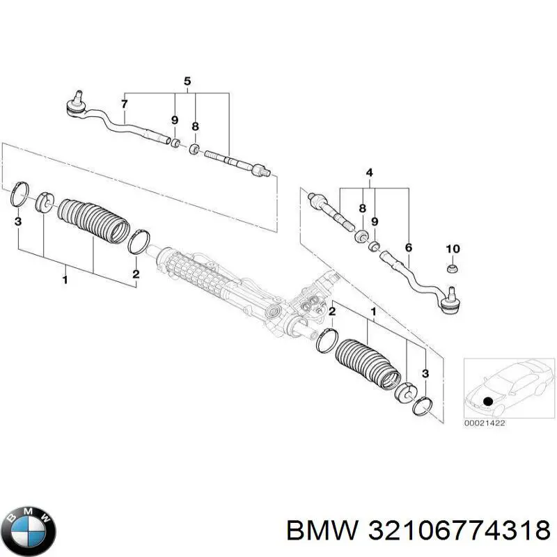 Тяга рулевая в сборе, левая BMW 32106774318 цена, от 43.69 USD