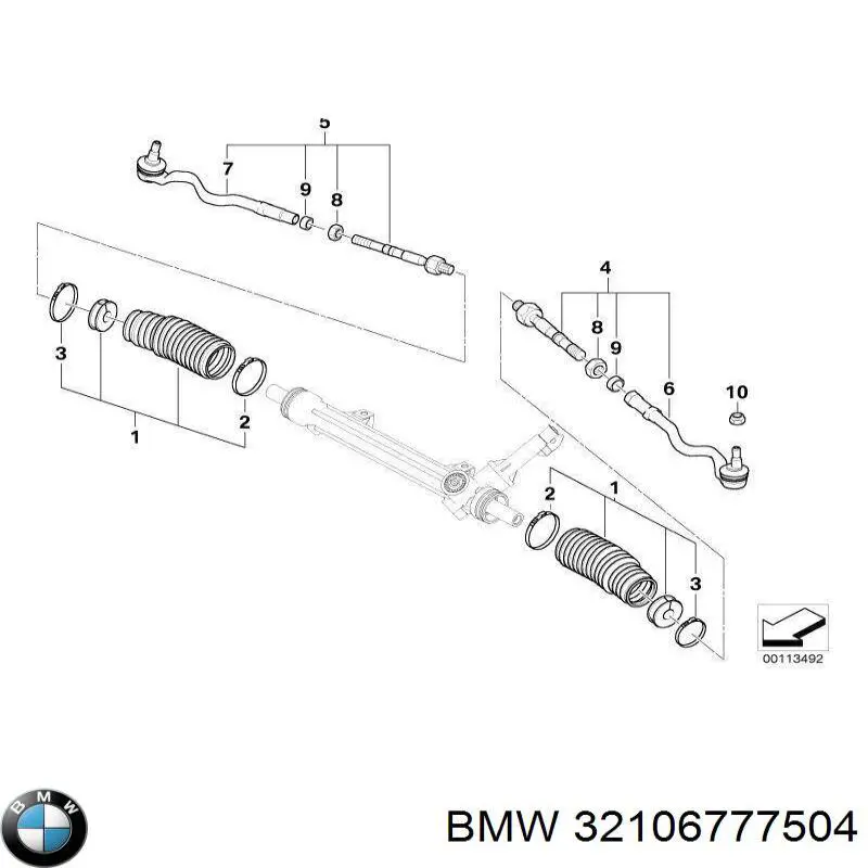 Тяга рулевая в сборе, правая BMW 32106777504 цена, от 25.34 USD