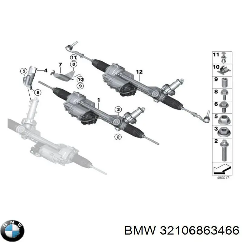 32106863466 BMW cremalheira da direção