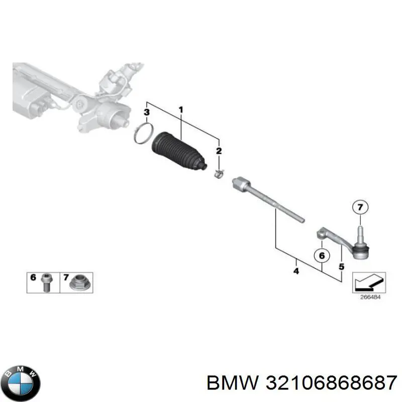 Наконечник рулевой тяги внешний BMW 32106868687