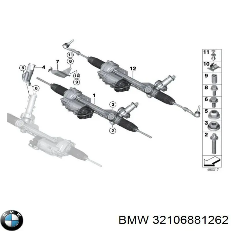 32106881262 BMW cremalheira da direção