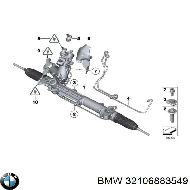 Реечный рулевой механизм BMW 32106883549 цена, от 1222.77 USD