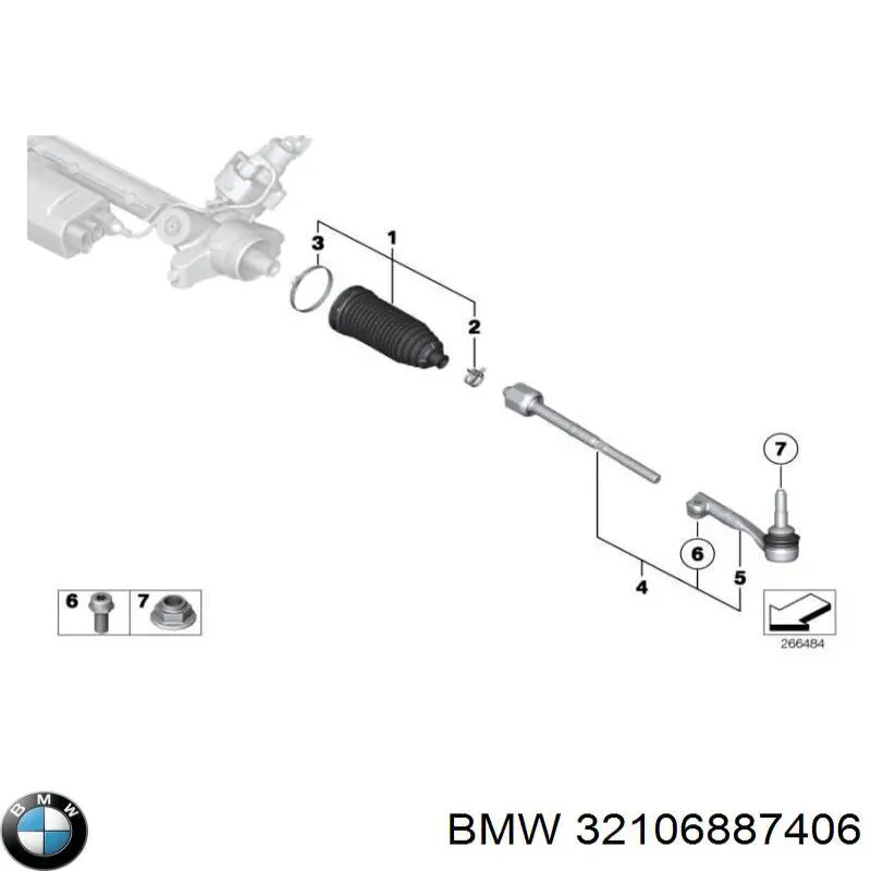 32106887406 BMW ponta da barra de direção transversal