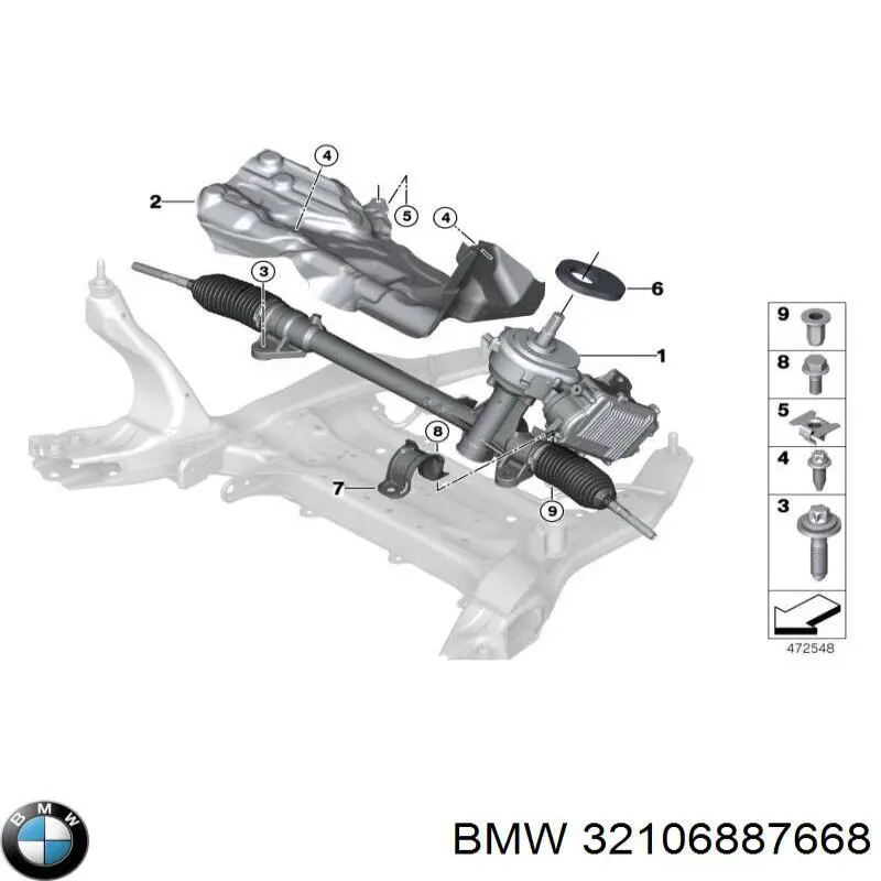 32106887668 BMW cremalheira da direção