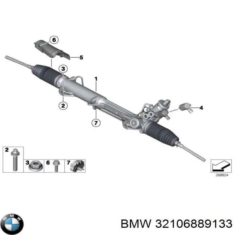 Реечный рулевой механизм BMW 32106889133 цена, от 385.75 USD