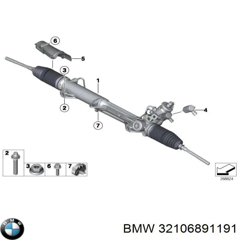 Рулевая рейка 32106884408 BMW