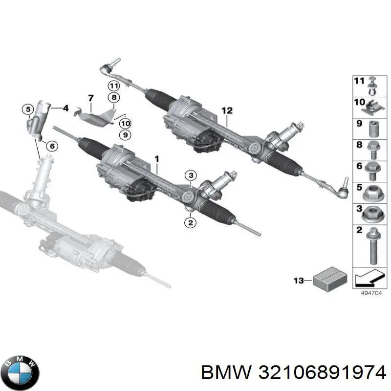 Juego de juntas, mecanismo de dirección 32106891974 BMW