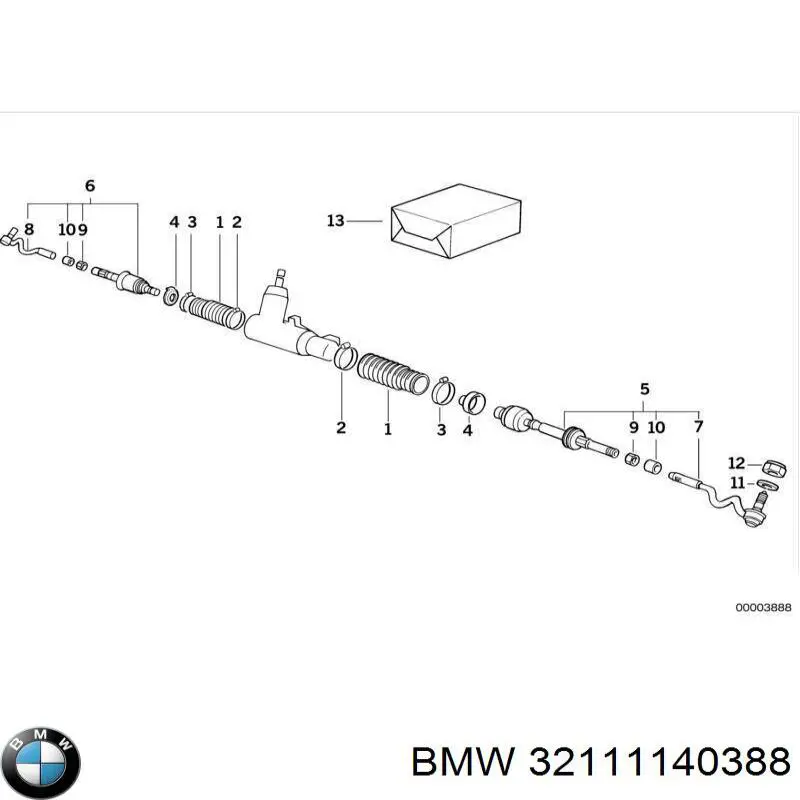 32111140388 BMW тяга рулевая в сборе правая