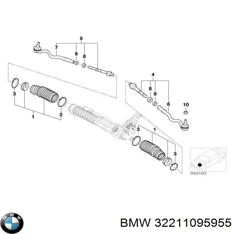 32211095955 BMW тяга рулевая в сборе левая