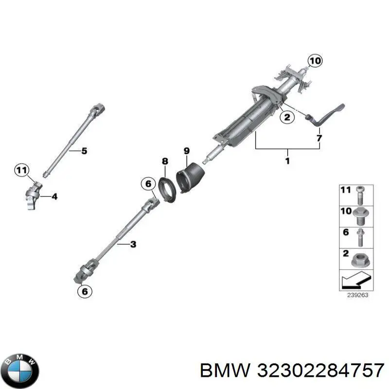 Вал рулевой колонки BMW 2284757 цена, от 177.37 USD