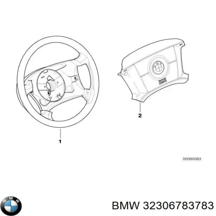 Подушка безопасности водителя 32306783783 BMW