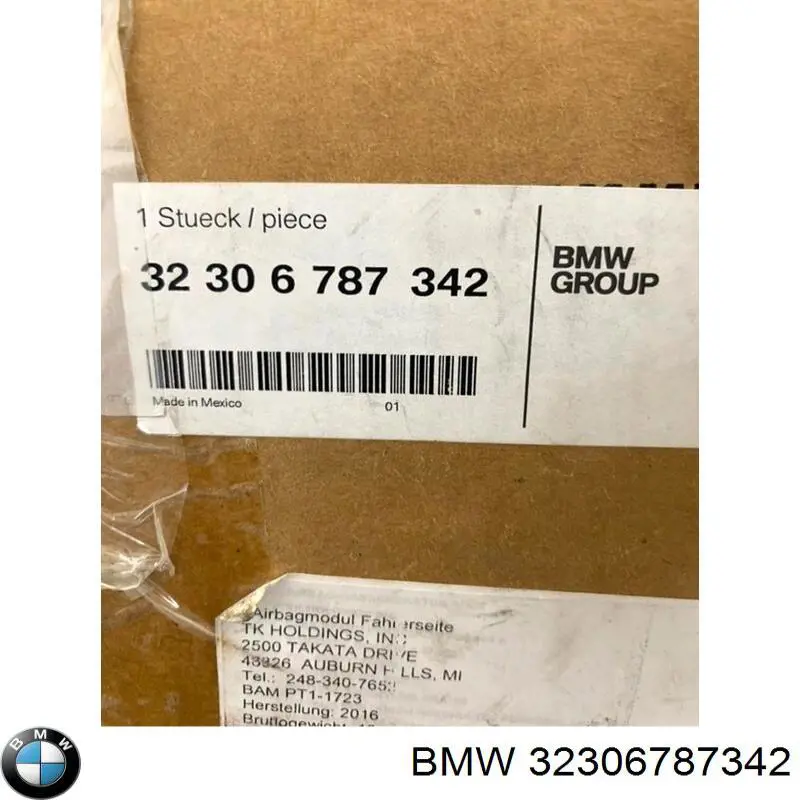 Подушка безопасности водителя 32306787342 BMW