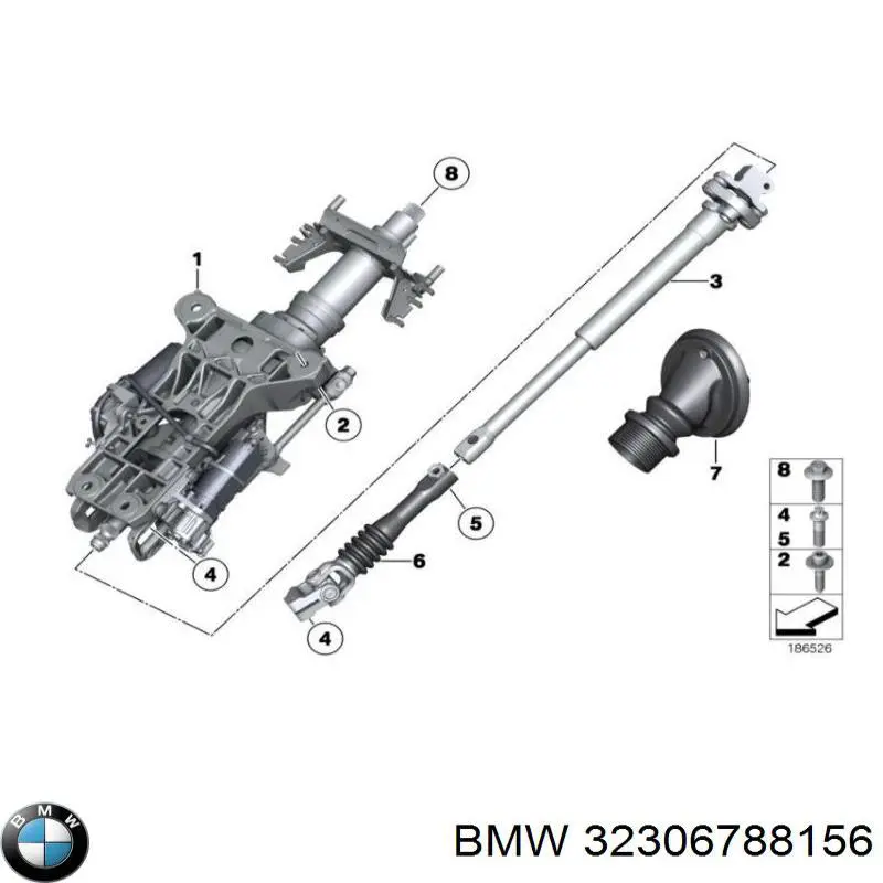 Кардан вала рулевой колонки нижний на BMW 5 (F10) купить.