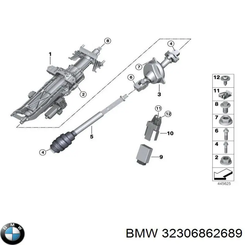 Кардан вала рулевой колонки нижний 32306862689 BMW