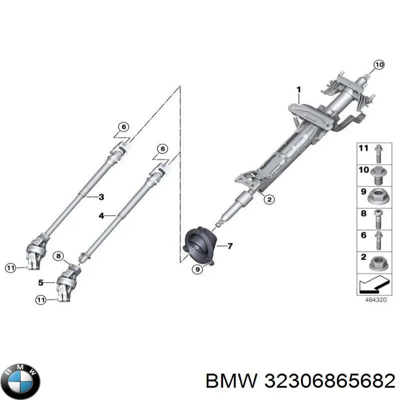 32306865682 BMW Колонка рулевого управления