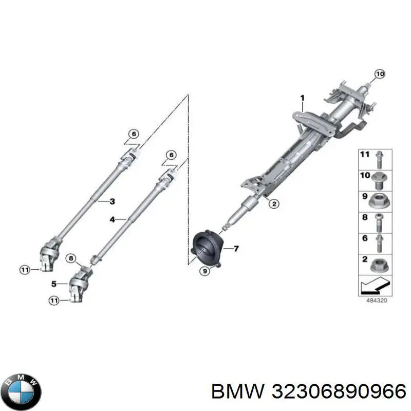 Купить 32306887185 BMW Вал рулевой колонки