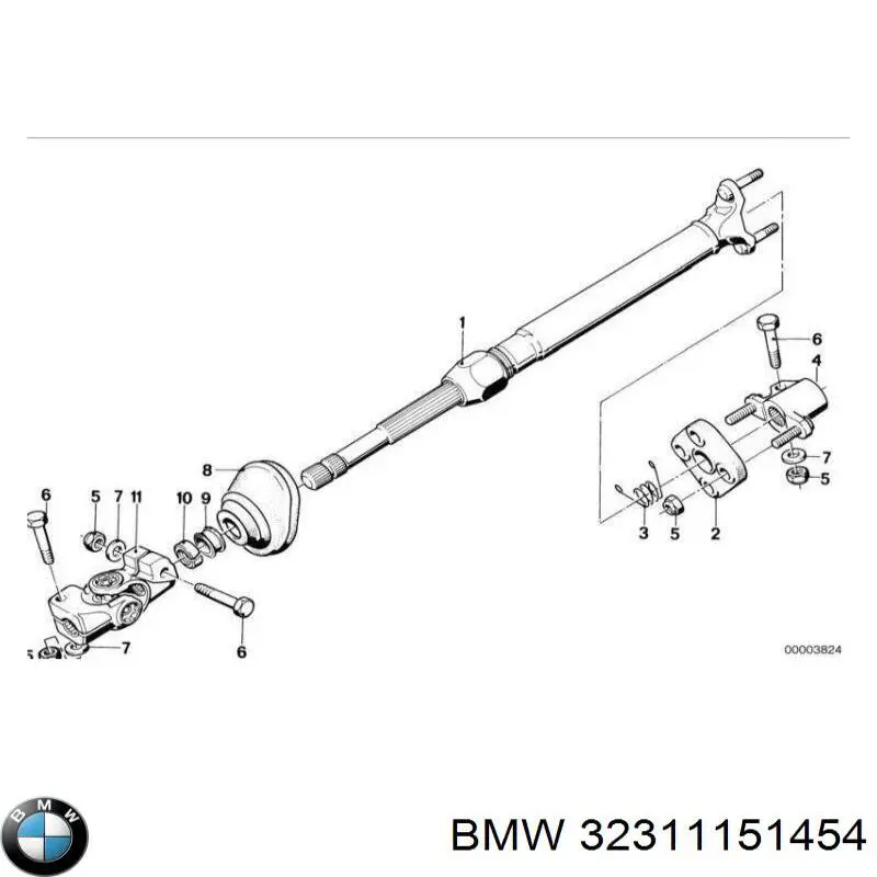 Карданчик вала рулевой колонки, нижний BMW 32311151454