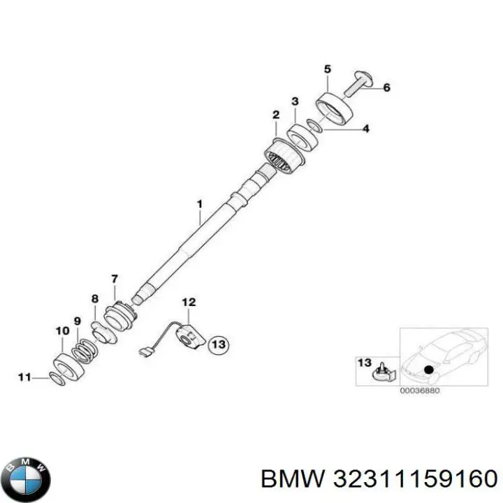 Вал карданный рулевого управления BMW 32311159160 цена, от 106.11 USD
