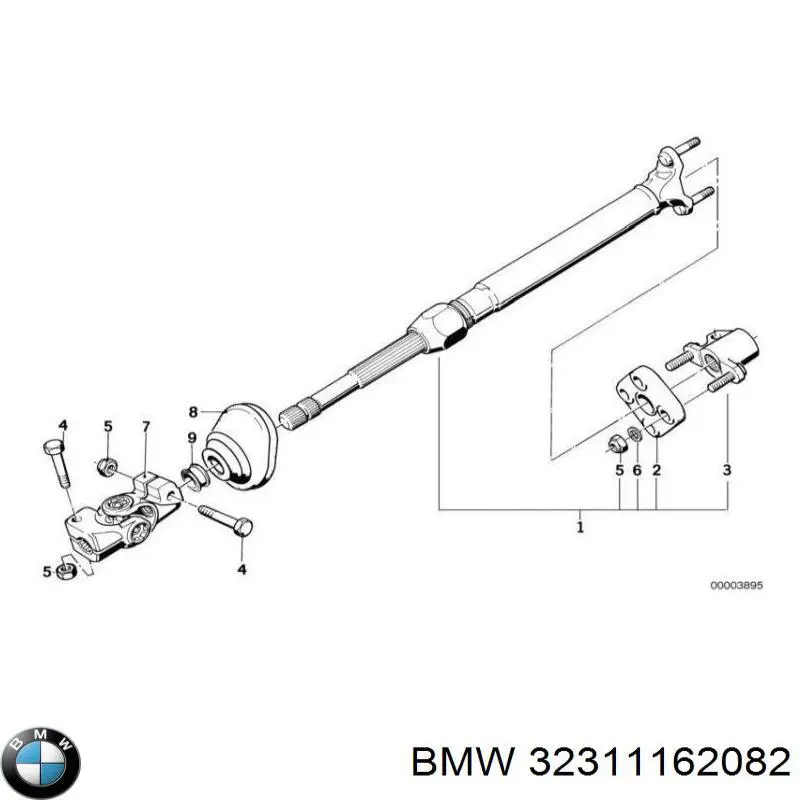 Вал рулевой колонки нижний на BMW 8 (E31) купить.