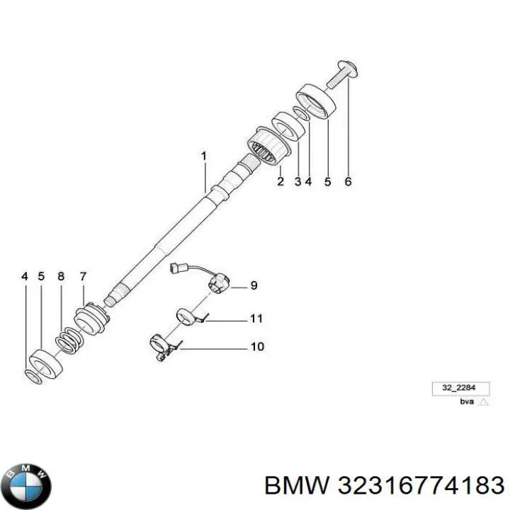 Купить 32316774183 BMW Верхний вал рулевой колонки