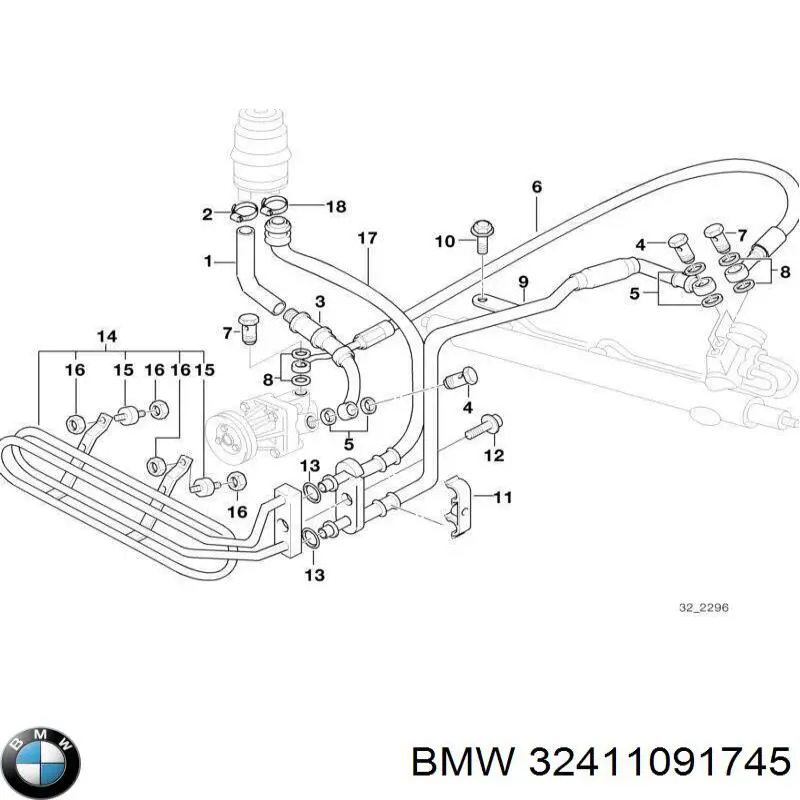 Шланг ГУР высокого давления 32411091745 BMW