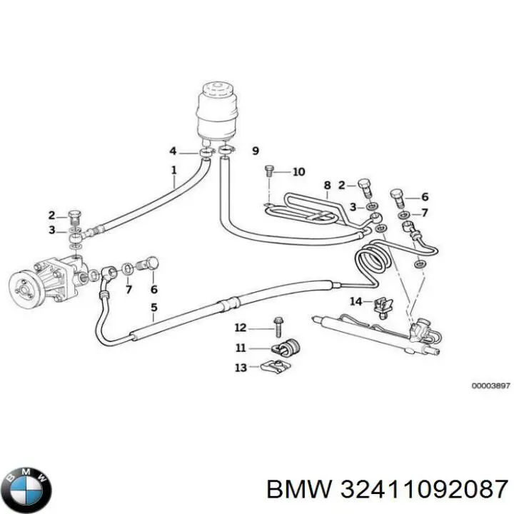 Шланг ГУР низкого давления, от рейки (механизма) к бачку BMW 32411092087 цена, от 383.89 USD