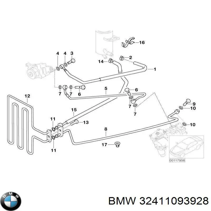 Шланг ГУР низкого давления, от радиатора к бачку BMW 32411093928 цена, от 30.02 USD