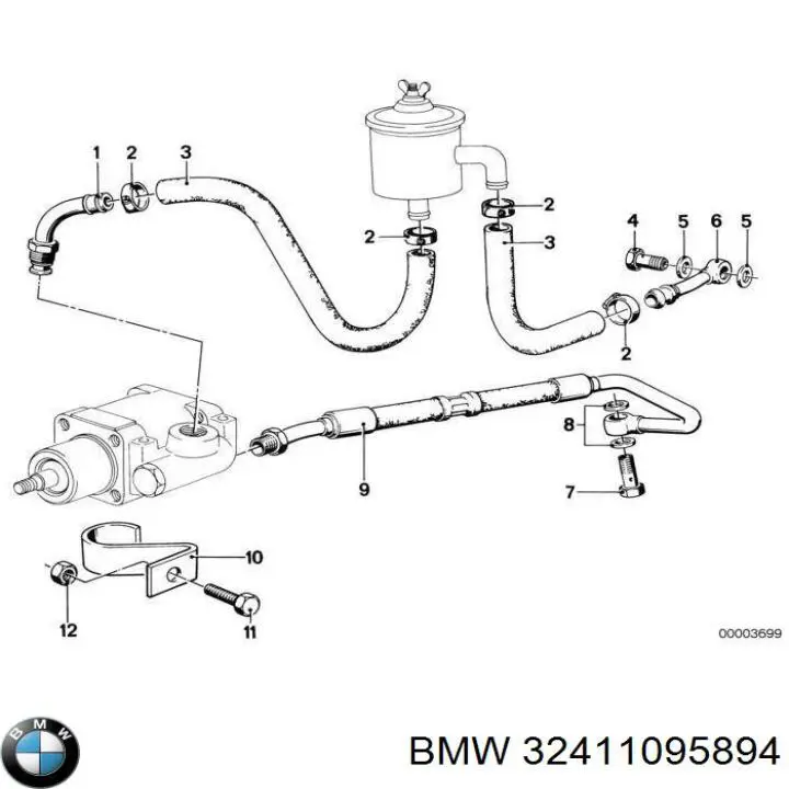 Шланг ГУР низкого давления, от рейки (механизма) к радиатору BMW 32411095894 цена, от 10.14 USD