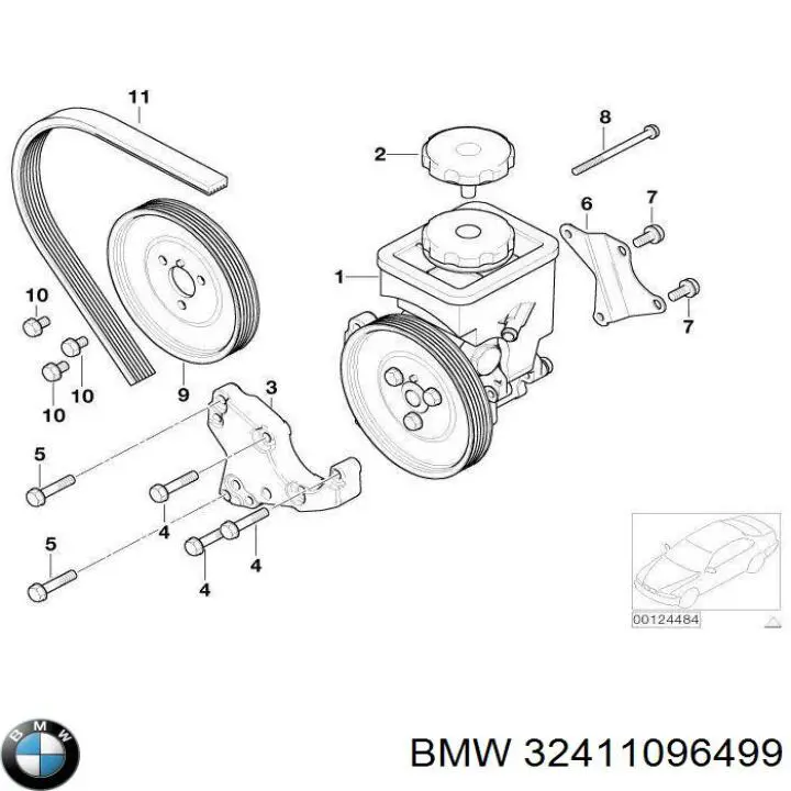 Tapa (tapón) del depósito de dirección asistida 32411096499 BMW