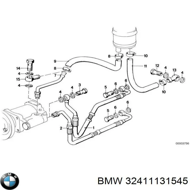 Шланг ГУР низкого давления, от бачка к насосу BMW 32411131545 цена, от 25.34 USD