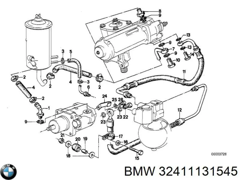 32411131545 BMW Шланг ГУР низкого давления, от бачка к насосу