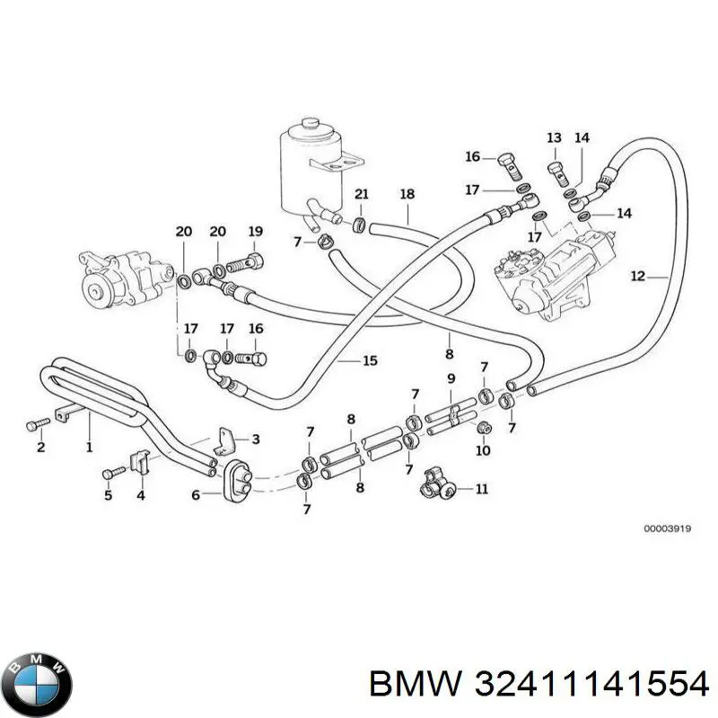 32411141554 BMW шланг гур низкого давления, от бачка к насосу