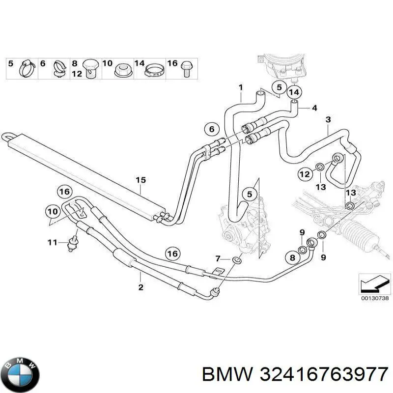32416763977 BMW шланг гур низкого давления, от бачка к насосу