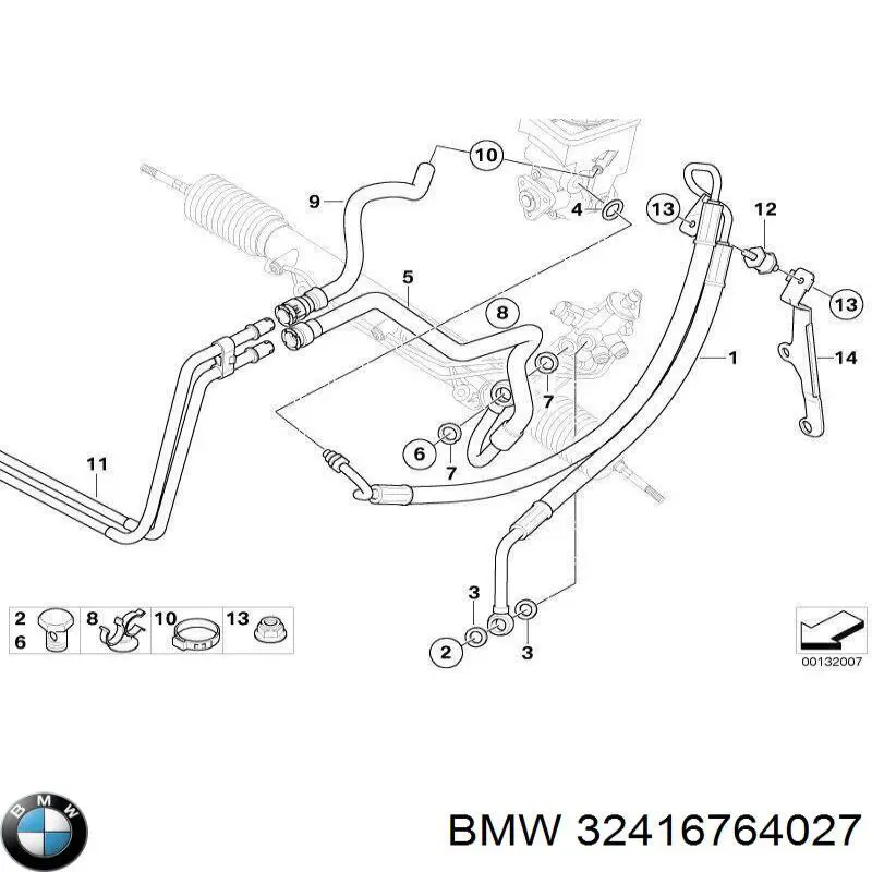 Патрубок высокого давления гидроусилителя BMW 32416764027 цена, от 151.90 USD
