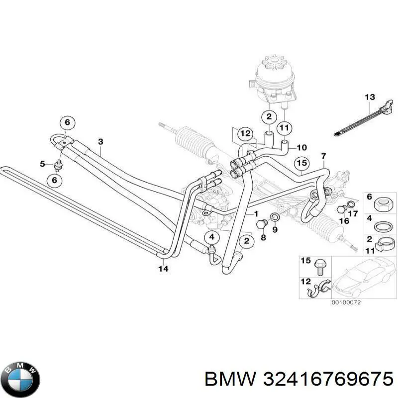 Шланг ГУР низкого давления, от бачка к насосу BMW 32416769675