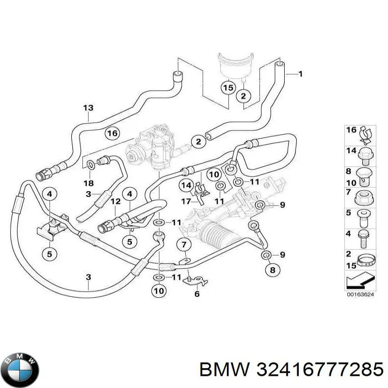 Шланг ГУР низкого давления, от бачка к насосу 32416850578 BMW