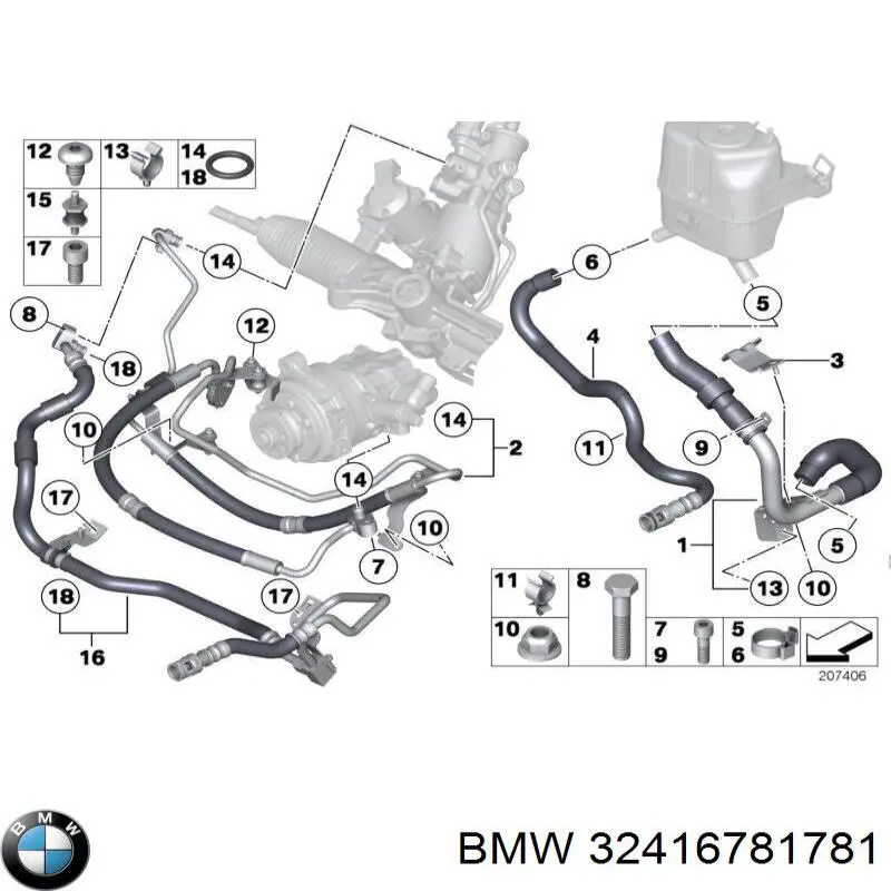 Патрубок высокого давления гидроусилителя BMW 32416781781 цена, от 199.60 USD